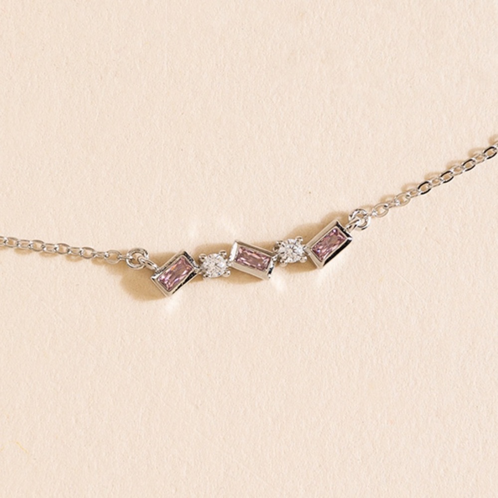 Kathleen Cubic Zirconia Baguette Bar Necklace